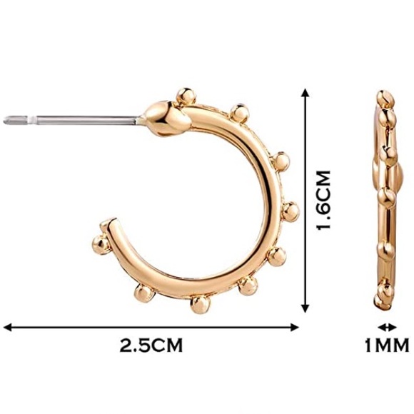 :: Delicate [GOLD] Spike Huggies Hoops - Picture 11 of 11